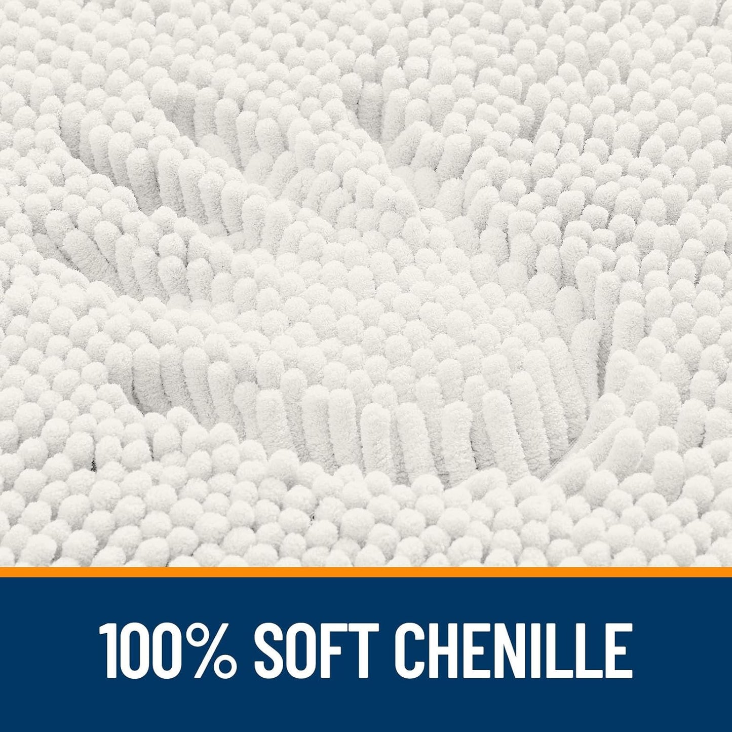 OLANLY U-Shaped Toilet Rug - Extra Soft Chenille, Quick-Dry, Machine Washable, Non-Slip | 20x20, Ivory
