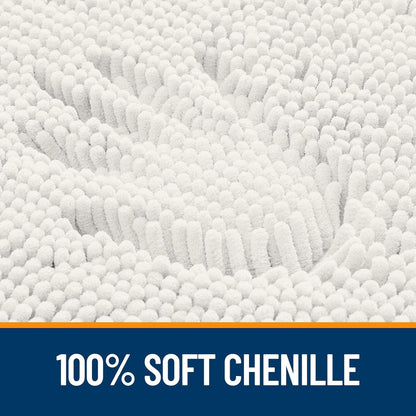 OLANLY U-Shaped Toilet Rug - Extra Soft Chenille, Quick-Dry, Machine Washable, Non-Slip | 20x20, Ivory