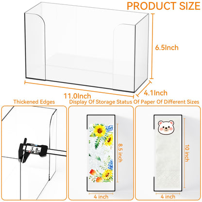 Acrylic Clear Paper Towel Dispenser Countertop,11″ Long Multifold Paper Towel Dispenser and Napkin Dispenser for Bathroom,Suitable for Z-fold,Folded,Trifold,C fold and Tri Fold Paper Towels Holder
