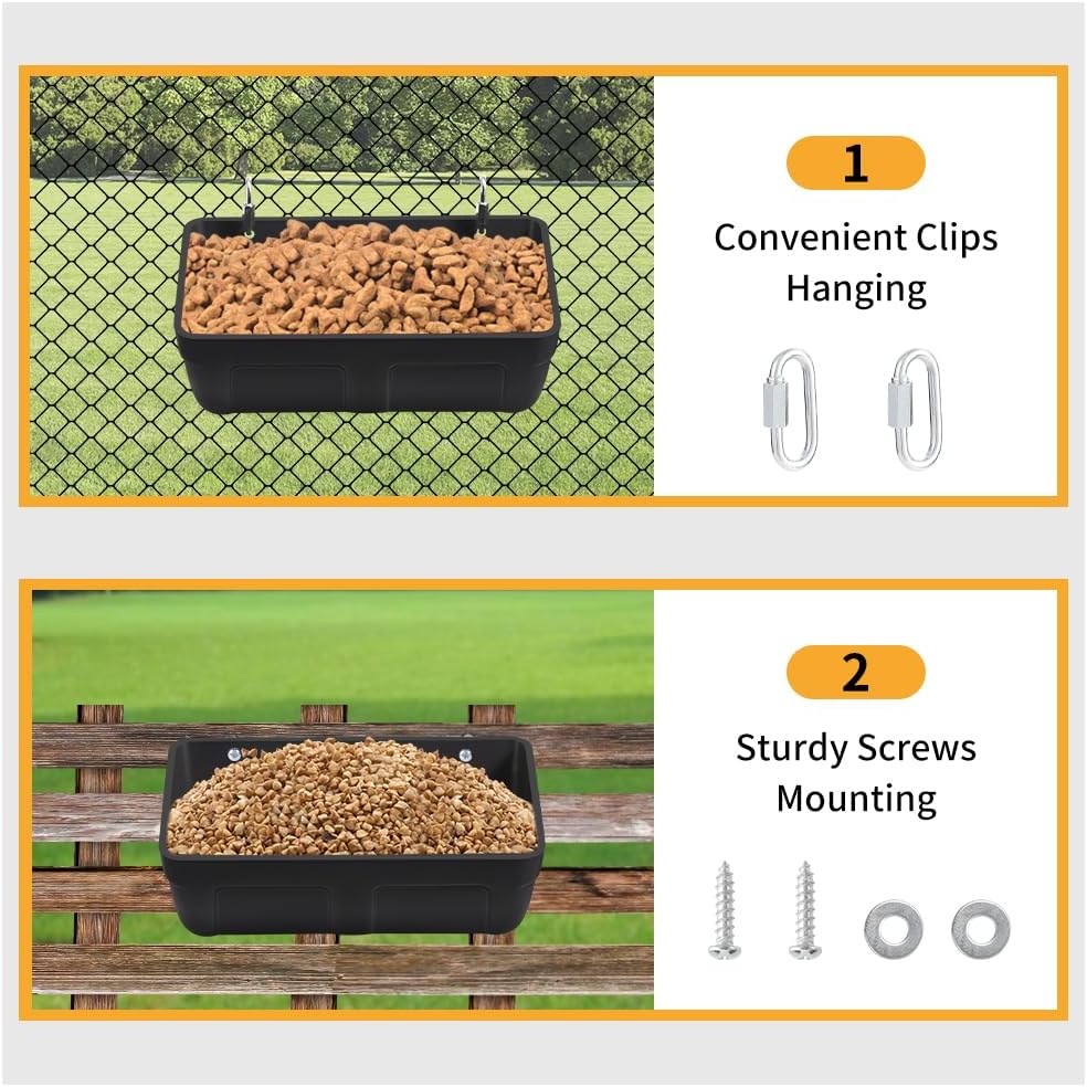 CENCODE 5 3pack Hanging Chicken Feeder Trough and Goat Feeder, Sheep Deer Poultry Dogs Deers Gooses Duck Fence, Quart