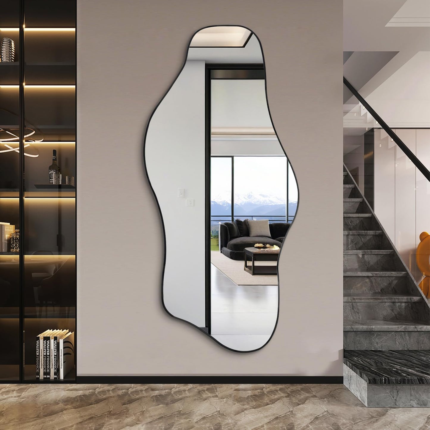 DAOYIJIAJU Irregular Mirror Full Length, 67"x31" Asymmetrical Tempered Glass Mirrors, Modern Large Organic Frameless Mirrors for Living Room Bedroom Hallway Entryway, Horizontal or Vertical Hanging