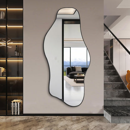 DAOYIJIAJU Irregular Mirror Full Length, 67"x31" Asymmetrical Tempered Glass Mirrors, Modern Large Organic Frameless Mirrors for Living Room Bedroom Hallway Entryway, Horizontal or Vertical Hanging