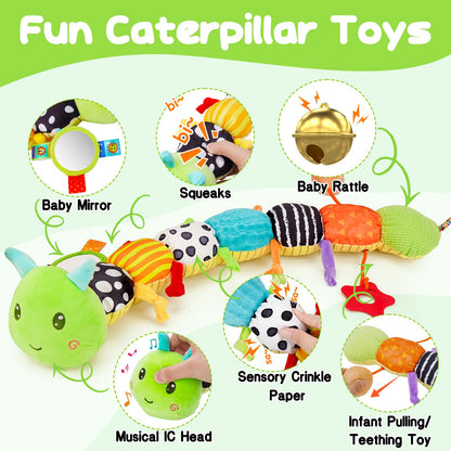 Topsochir Basket for Newborn & Baby Sensory Toy 0-6 Month Music Caterpillar Toy