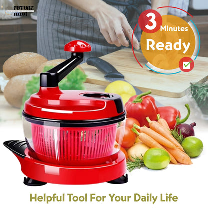 Multi-Functional Manual Food Chopper Processor, 8-Cup Capacity, Hand-Powered Kitchen Helper with 420 Stainless Steel Blades, for Chopping Vegetables, Nuts, Meat & Salsa