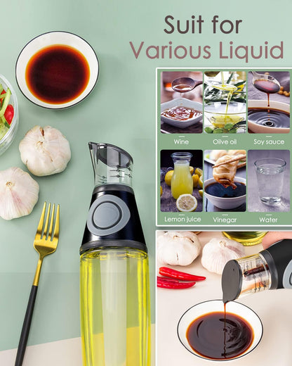 17oz Oil Dispenser Bottle, Olive Oil Dispenser Oil Sprayer, Clear Glass Refillable Oil and Vinegar Dispenser Bottle