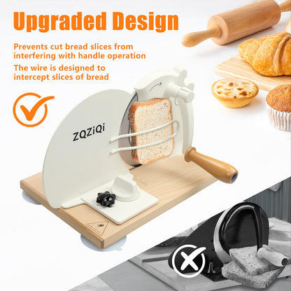 Manual Bread Slicer for Homemade Sourdough Bread with Strong Suction Cup,Adjustable Thickness Bread Cutter for Homemade Bread,Hand Crank Bread Slicer with Scale Line & Stainless Steel Serrated Blade