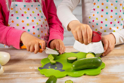 Kuhn Rikon Kinderkitchen Kids Cutting Board, Sheep, 9.8" x 9.1" x 4.3", Green Child-Friendly Kitchen Tool