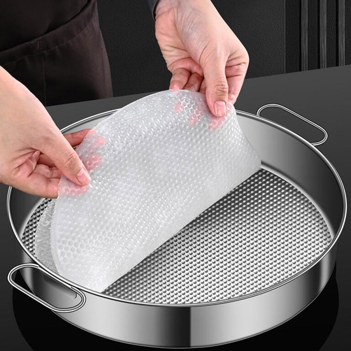 MAGICLULU 10in Stainless Steel Steamer Tray, Non-stick Cooking Plate with Foldable Handles for Buns and Vegetables, Universal Steaming Rack for Pots and Stovetop Cookware, Silver