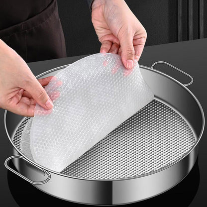 MAGICLULU 10in Stainless Steel Steamer Tray, Non-stick Cooking Plate with Foldable Handles for Buns and Vegetables, Universal Steaming Rack for Pots and Stovetop Cookware, Silver