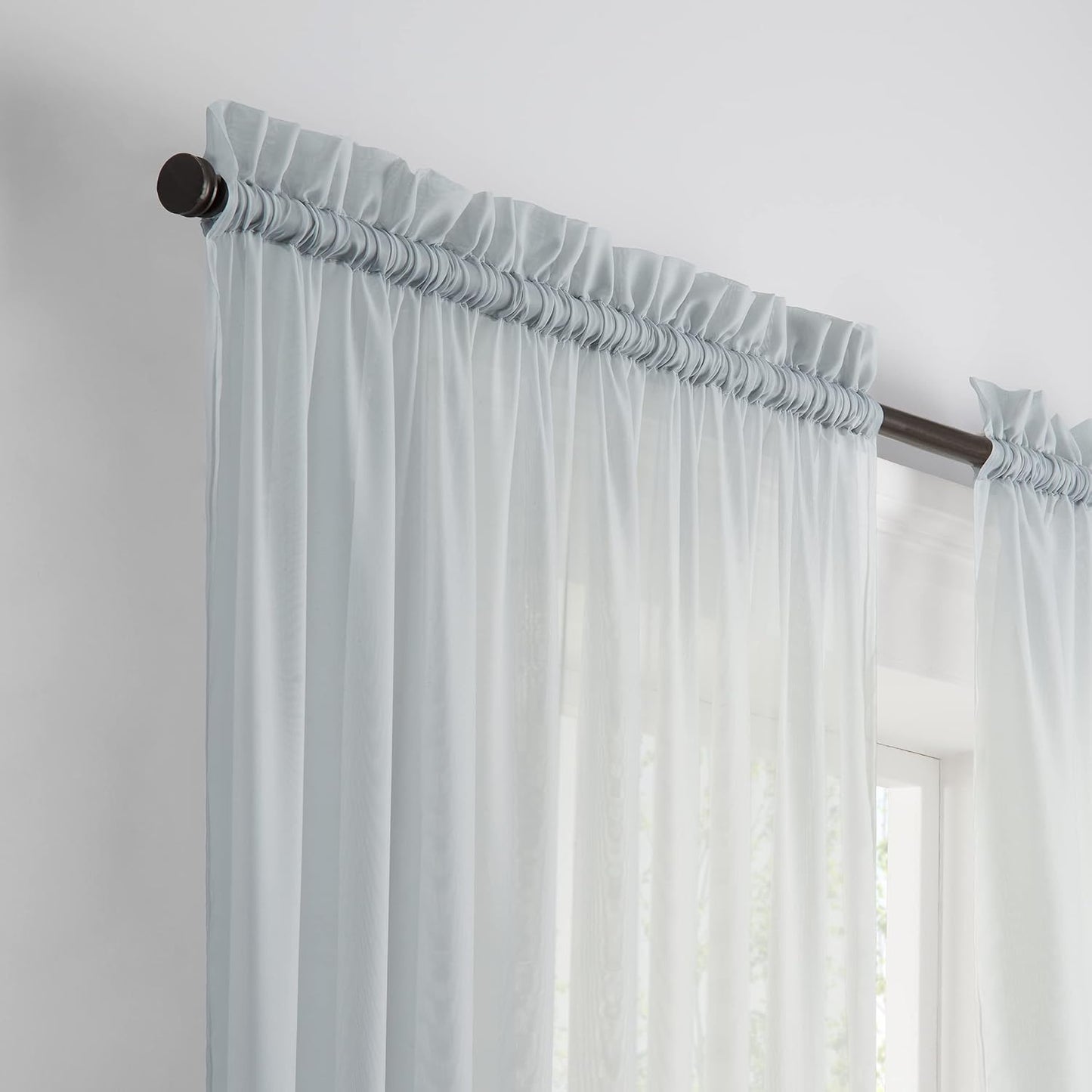 Pairs to Go Victoria Voile Modern Sheer Rod Pocket Window Curtains for Living Room (2 Panels), Grey