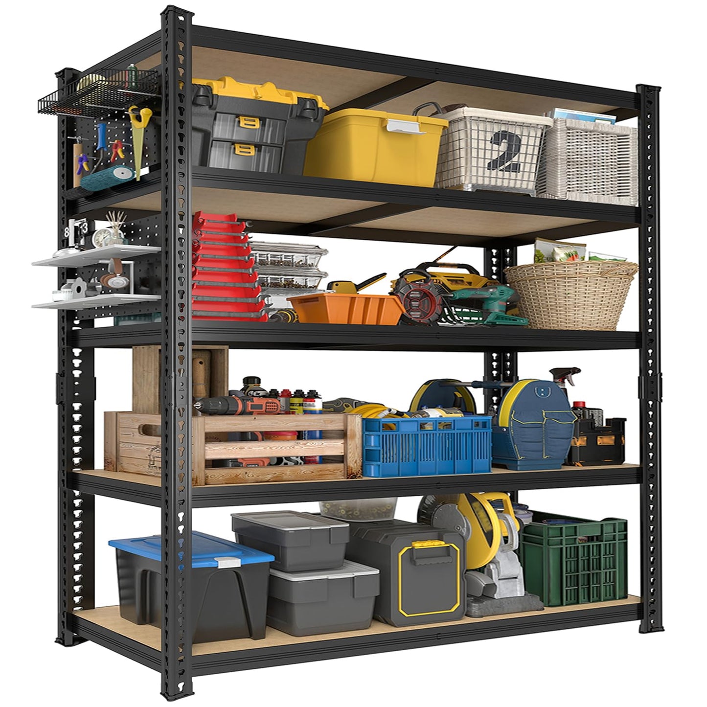 ZEUKMXOO 40''W Garage Storage Shelves, Storage Racks Shelving Units, Storage Shelves Heavy Duty, Adjustable Metal Shelves with 2 Pegboards for Basement, Warehouse, Pantry, Closet, Kitchen, 2200 LBS