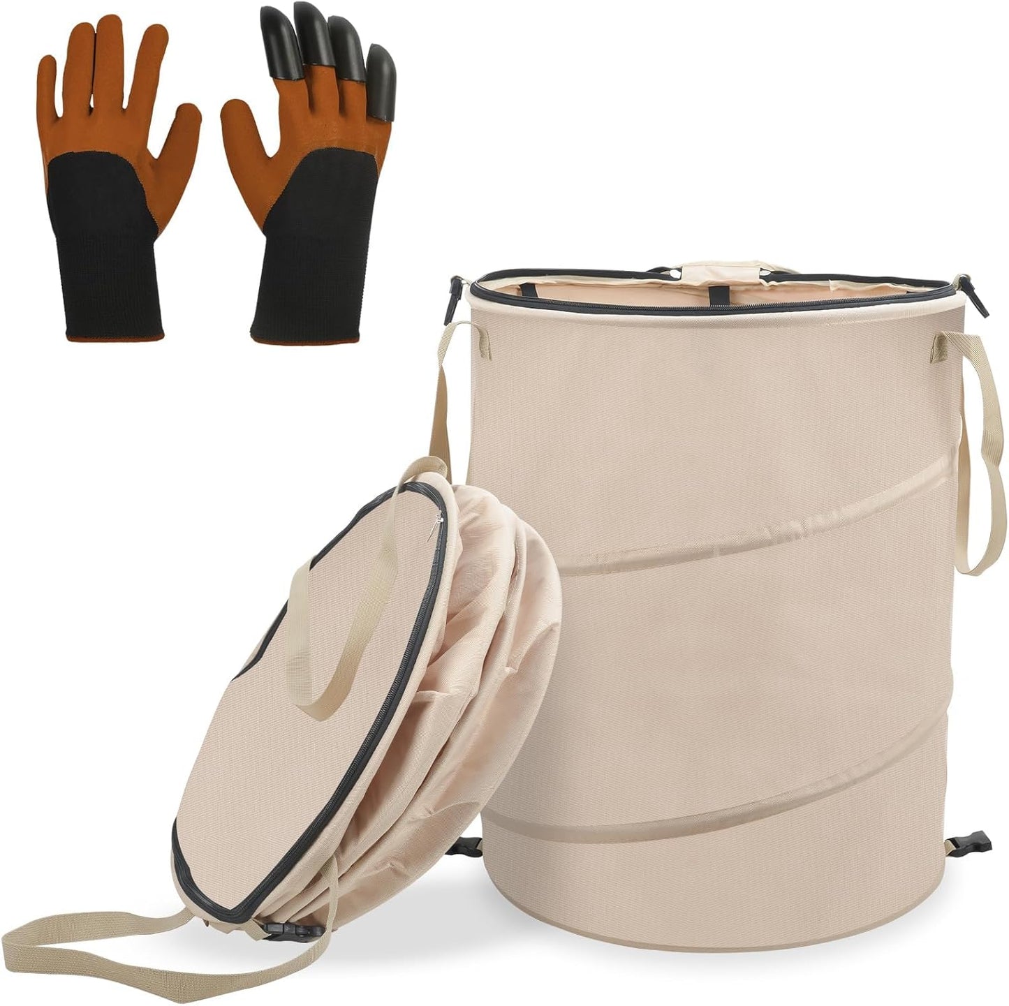 24 Gallons Collapsible Reusable Bags with Gloves, Camping Trash Can with Lid, Pop Up Garbage Can for Outdoor, Large
