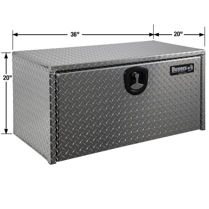 Buyers Products 1705118 Diamond Tread Aluminum Underbody Truck Tool Box, 20 x 20 x 36, Made in USA, .100 in. Thick, Corrosion Resistant, Locking Compression Latch, Secure Storage for Work Trucks