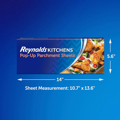 Reynolds Kitchens Parchment Paper Sheets - 10.7x13.75 Inch, 120 Sheets | Convenient Pop-Up Design