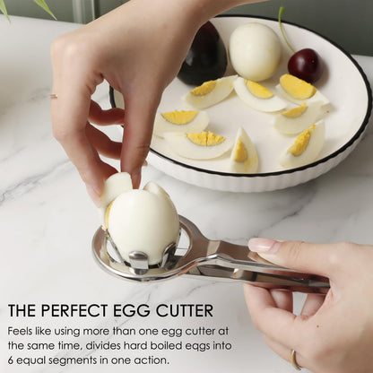 Best Utensils Stainless Steel Egg Slicer Wedger Cutter, Divides Hard Boiled Eggs Into 6 Equal Segments In One Action