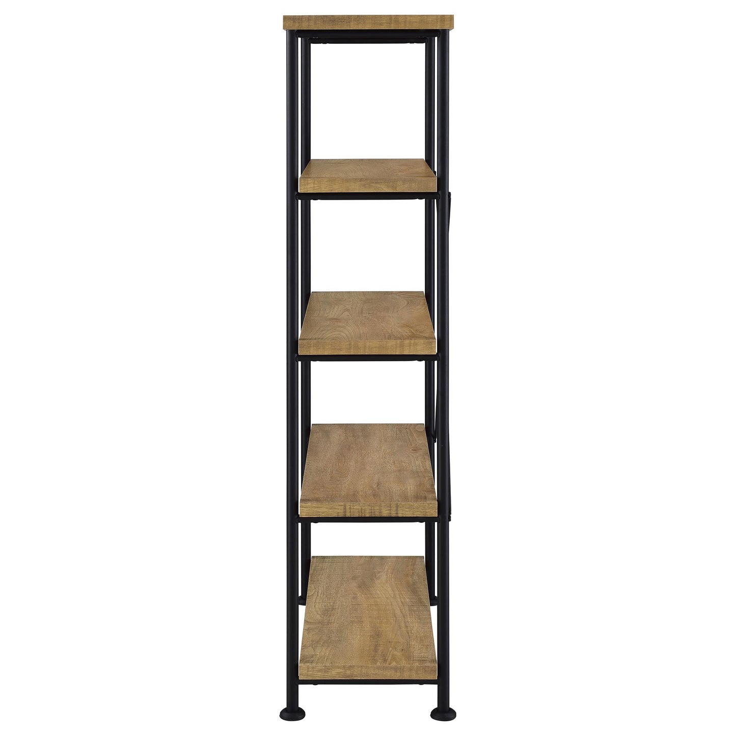Coaster Home Furnishings - Analiese - Wood and Metal - 4-Tier Bookshelf with Open Shelves, X-Back Bracing, and Rectangular Frame - Home Office - 63-Inch - Mango - 802003