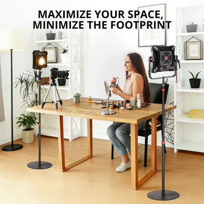 GVM YB2L200 79.9in Heavy Duty Light Stand Kit (2-Pack), Round Base Monopod, 10kg Load Capacity, Flat Base for Stability, for Video Recording, Live Streaming, Interviews & Photography Studio