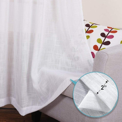 Cozynight White Sheer Tier Curtains, 36 Inch Length Linen Curtain Sheers for Kitchen, Bathroom, Cafe - 2 Panels