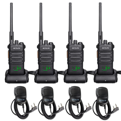 Retevis RT86 2 Way Radio Long Range,Professional Radio Walkie Talkies with Mic,Heavy Duty Two Way Radios,High Power, 2600mAh, Rechargeable Radios for Adults Warehouse Industrial Manufacturing(4 Pack)