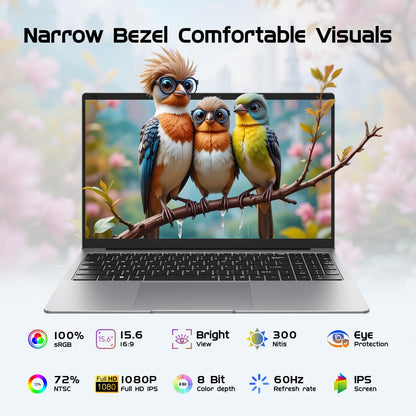 HYPERSTRIX Laptop Computer 15.6" Win11 Pro Laptops 8GB RAM 256GB SSD,Ms Office 365, 100% sRGB Screen, N4000 Processor, Notebook, Dual Band WiFi5, BT4.2, USB-A, HDMI,FHD 1920 * 1080 Display,Silver