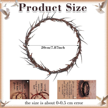 Yinder Crown of Thorns Set - Authentic 8" Jesus Thorn Crown for Lent & Holy Week Decor | Religious Gift
