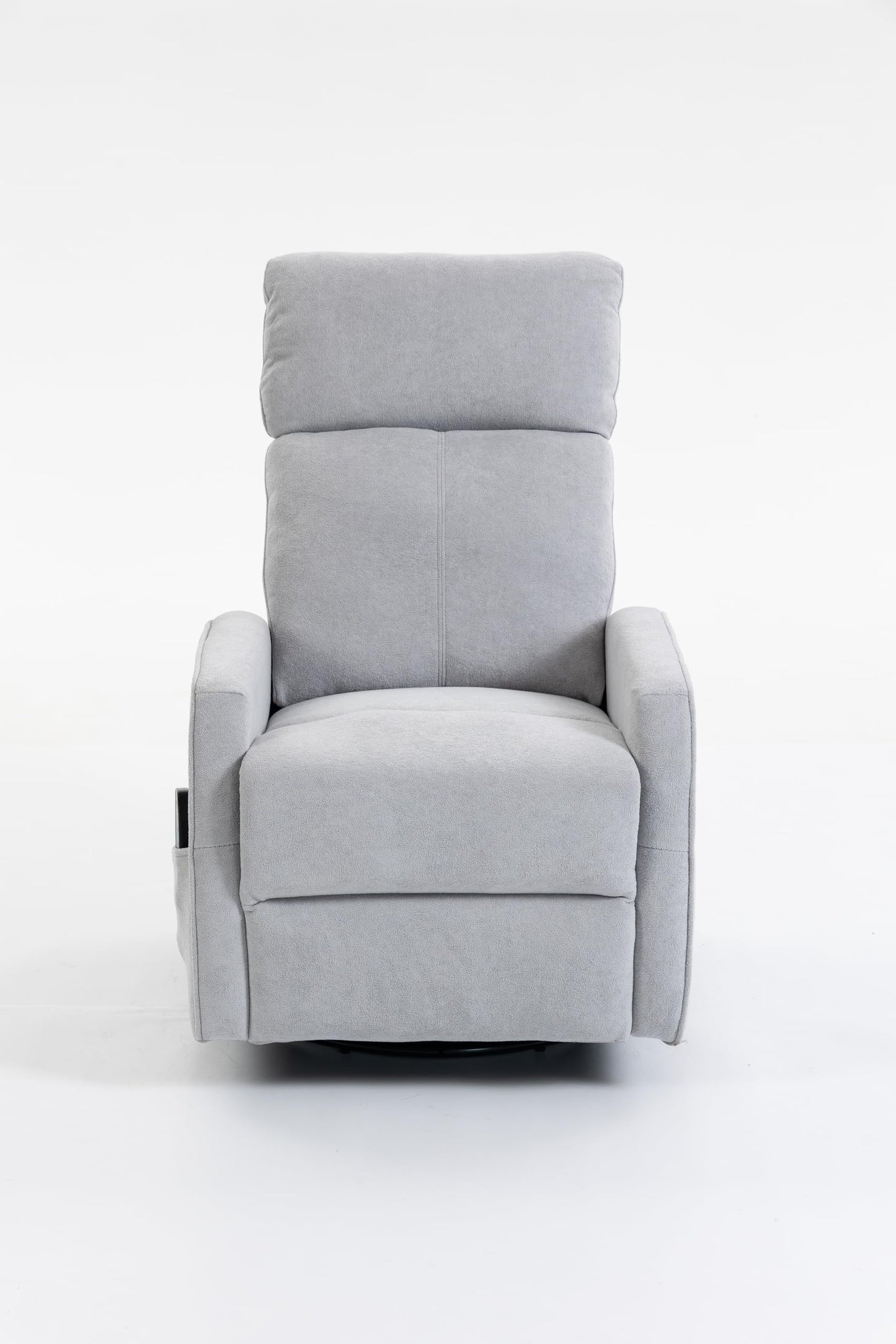 GDFStudio 360 Degree Swivel Accent Chair Manual Recliner Armchair Sofa Short Plush Upholstered Leisure Chair for Living Room Bedroom Office, Grey