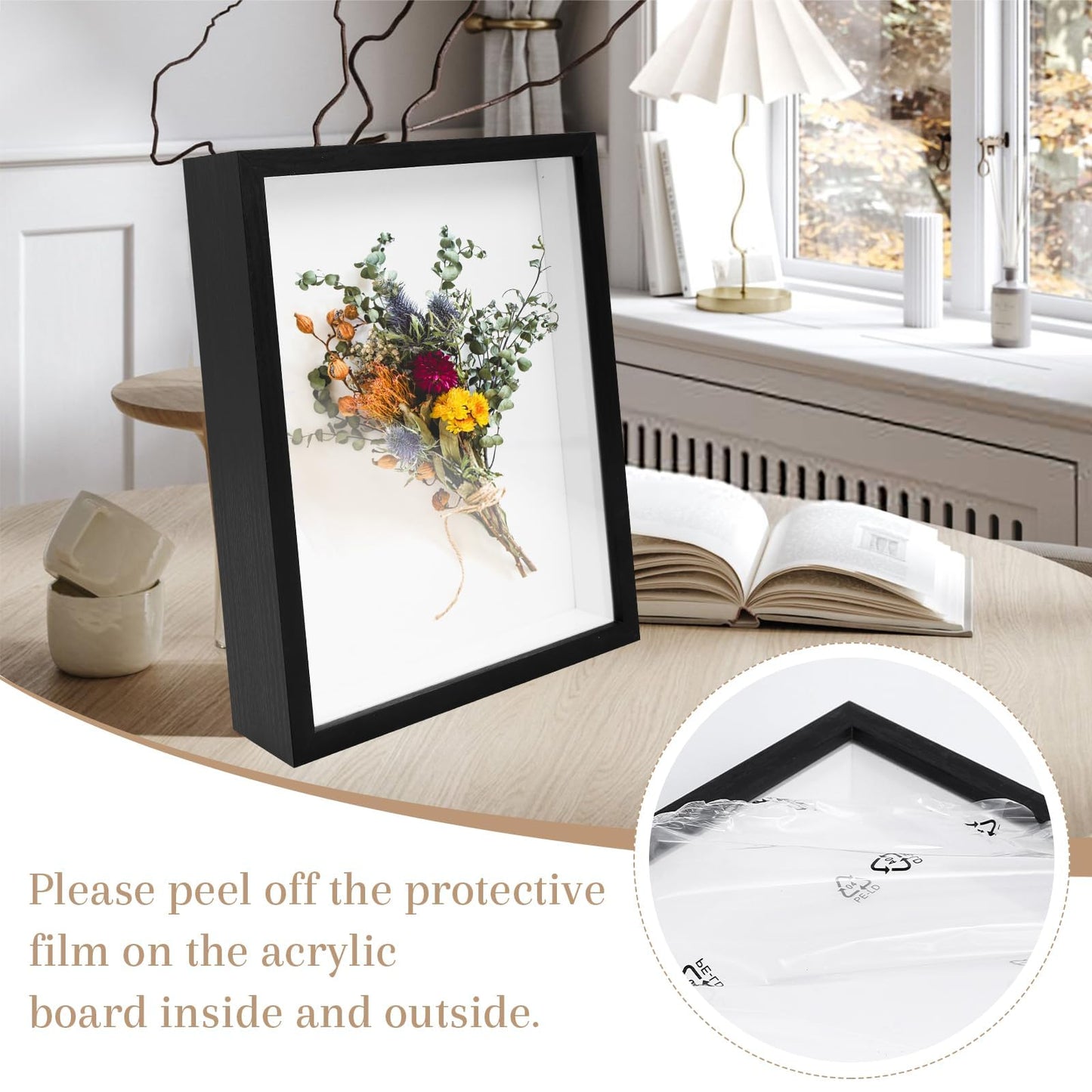 2 Pack Shadow Box Frame 11"x 14" Wood Deep Shadow Boxes Display Cases, Dried Flowers, Photos, Handicrafts Picture Frames for Wall Hanging Tabletop (Black, 11"x 14")