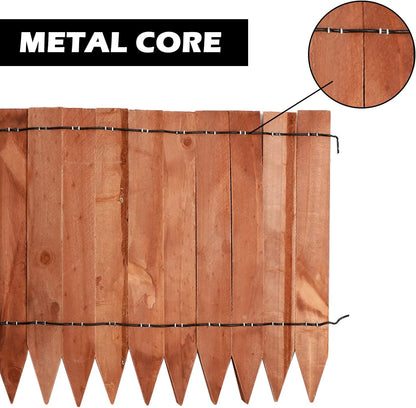 Worth Garden 3.5 Ft Wooden Short Fence, Outdoor Landscape Edging Decorative Border, Brown (H:7.9'', 42'' L)