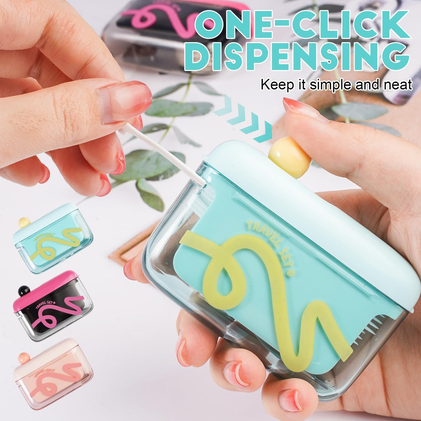 Travel Floss Picks Dispenser, 2026 New Automatic Pop-up Floss Pick Holder Case, Refillable Floss Organizer for Purse, Hygienic Dental Floss Storage Box with 50PCS Flossers for Home Dinning, Green