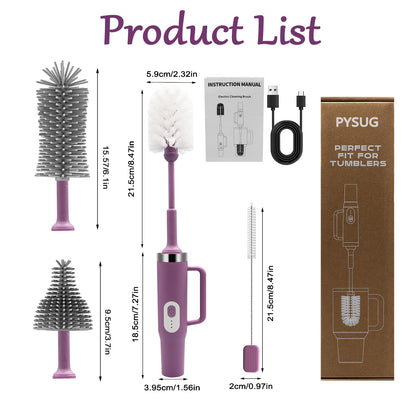 5-in-1 Long Handle Electric Bottle Brush Cleaner and Straw Cleaning Brush with Removable Brush Head, Multi-Function Rechargeable,for Stanley Cups, Baby Bottles, Pacifiers, Coffee Cups, Sports Bottles