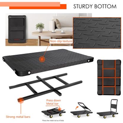 Platform Truck, Foldable Flatbed Cart Heavy Duty Push Cart Dolly Large Platform w/ 5'' Swivel Wheels 2000LBS Capacity Moving Hand Dolly for Groceries, Garage, Warehouse (35'' L x 22.5'' W)