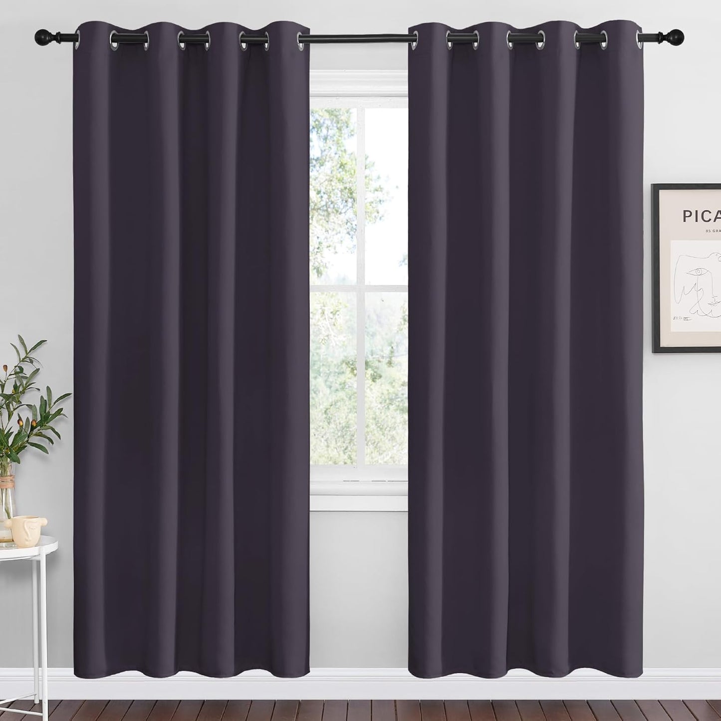 NICETOWN Greyish Purple Blackout Curtains - Thermal Insulated Drapes for Living Room | 78" Length, 2 Panels