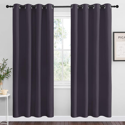 NICETOWN Greyish Purple Blackout Curtains - Thermal Insulated Drapes for Living Room | 78" Length, 2 Panels