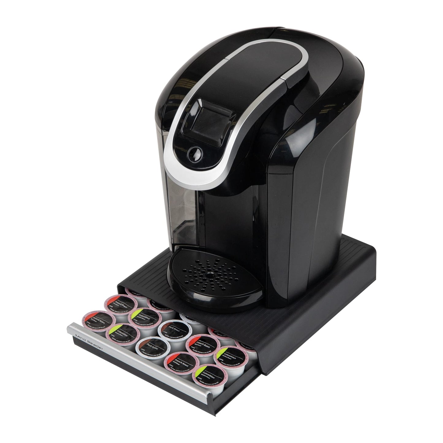 Mind Reader Single Serve Coffee Pod Drawer, 30 Pod Capacity, Countertop Organizer, 10.5"L x 12.75"W x 2.5"H, Black