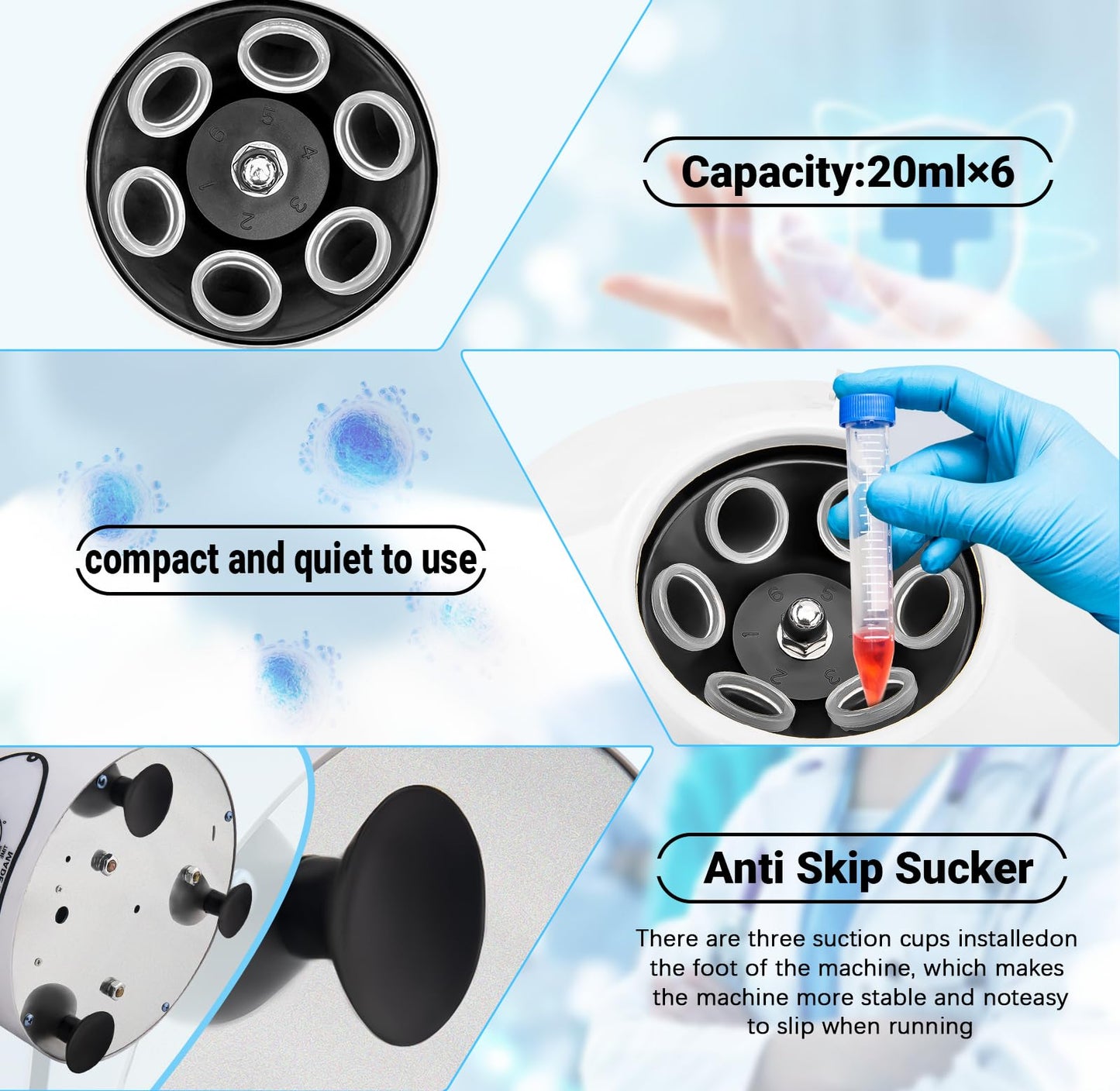 Centrifuge Machine, Lab Benchtop Centrifuges, Desktop Electric Lab Laboratory Centrifuge Machine Lab Medical Practice w/Timer and Speed Control - Low Speed,4000 RPM, Capacity 20 ML x 6-110v