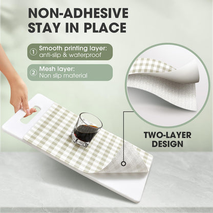 ALIUNI Drawer and Shelf Liner, Non-Slip Kitchen Cabinet Liners Non-Adhesive Thick Strong Grip Waterproof Washable Mats Protect Dresser Shelves Cupboard Bathroom Cabinets, Yellow Plaid, 12 in X 10 FT