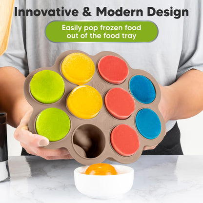 KeaBabies Silicone Food Freezer Trays with Lid, 2oz x 10 Pods Baby Food Storage Containers, Easy Puree Meal Prep, Breast Milk Silicone Freezer Molds, Dishwasher, Microwave Safe, BPA-Free (Chai Latte)