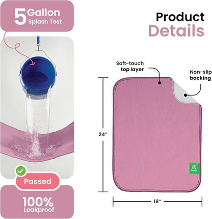 IMPROVIA® Washable Underpads - Heavy Absorbency Reusable Incontinence Pads for Kids & Adults | 18" x 24" - Pack of 4