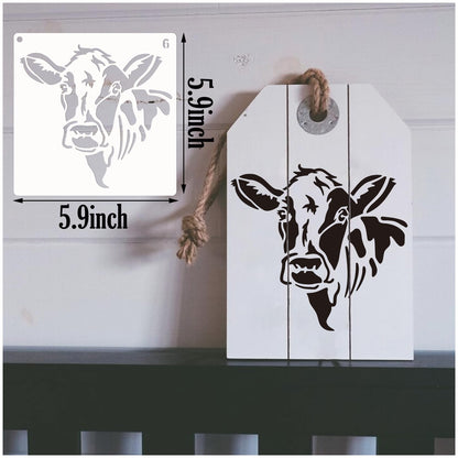 Cow Farmhouse Stencils for Painting Farm Highland Cow Paint Stencils for Painting on Wood Burning Art Craft Canvas Furniture Wall (12 Cow)