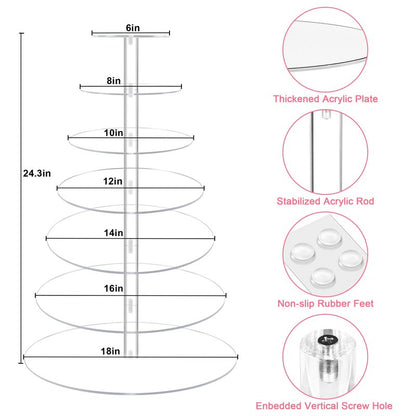 Large 7 Tier Cupcake Stand for 100 Cupcakes, Clear Round Cupcake Stands, Acrylic Wedding Cupcake Tower Stand, Cupcake Display Stand for Dessert Table, Cupcake Tier Stands