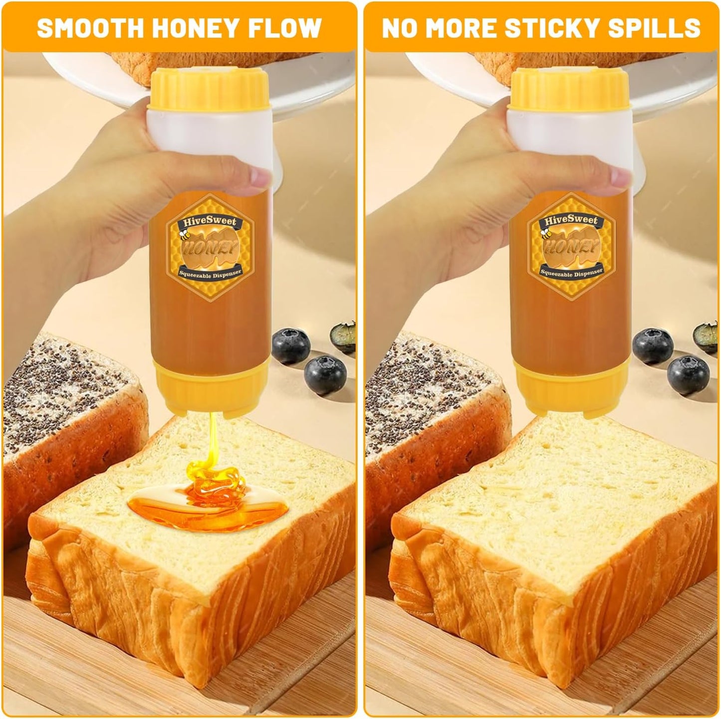 18 Oz Honey Dispenser Honey Dispenser No Drip For Home Kitchen Double Head Extrusion Syrup Dispenser