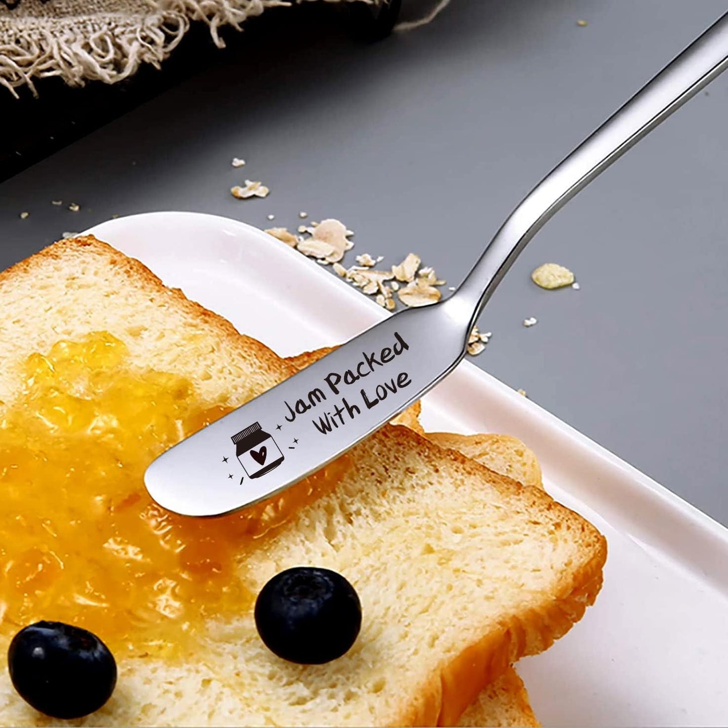 Jam Packed With Love Stainless Steel Engraved Butter and Jam Knife, Perfect for Toast and Bread