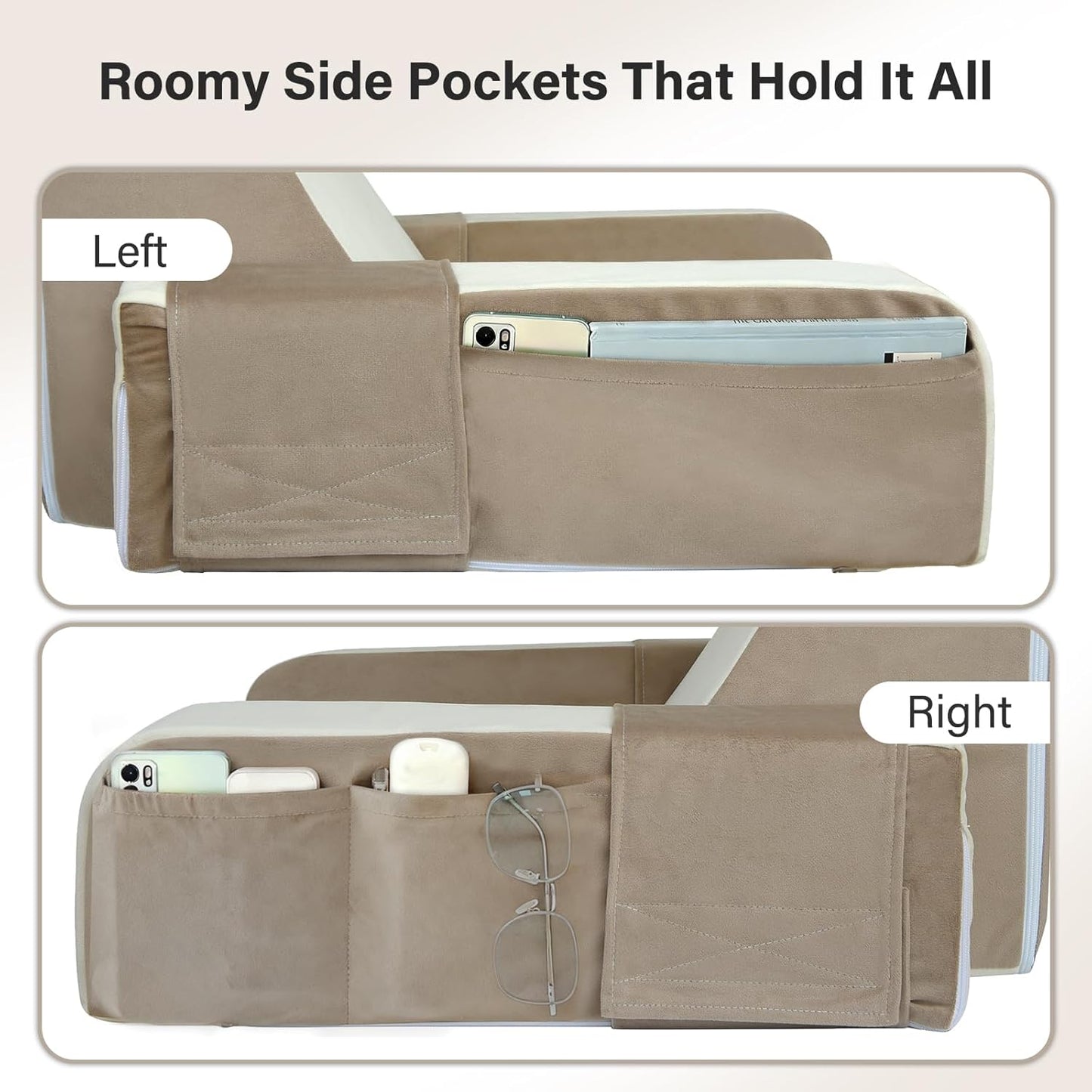21" 60 Vekkia Reading Pillow for Sitting Up in Bed, Ergonomic Wedge Back Pillow with Multi-Density Foam for Comfortable