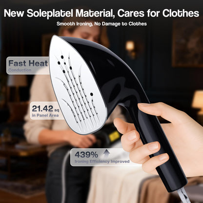 MOMOKOVA Standing Garment Steamer with Dry Ironing, 2000W Powerful Steamer for Clothes with with Flat & Slant & Hanging Iron Options,3 Steam Modes, 25s Fast Heat-Up, 2.2L Water Tank (Black-Silver)