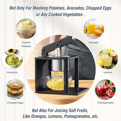 Moongiantgo Potato Ricer Masher with 2 Interchangeable Discs Hand Food Press for Mashed Potatoes, Avocados Puree or Fruit Juicer Squeezer for Citrus Pomegranate Lemon Orange Lime