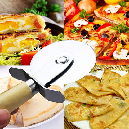 Qitdathn 5 pcs Pizza Tool Set Includ Pastry Pizza Roller, Pizza Dough Docker that Time-Saving and Dough Scraper Cutter and Pizza Cutter Wheel and Silicagel Pastry Mat (5 pcs)
