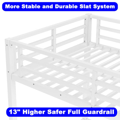 STERXONE Upgraded Version Thickened Stronger Metal Twin Over Full Bunk Bed, Heavy Duty Steel Twin Over Full Size Bunk Bed, Best Bunk Bed Frame for Adults (White,Twin Over Full)