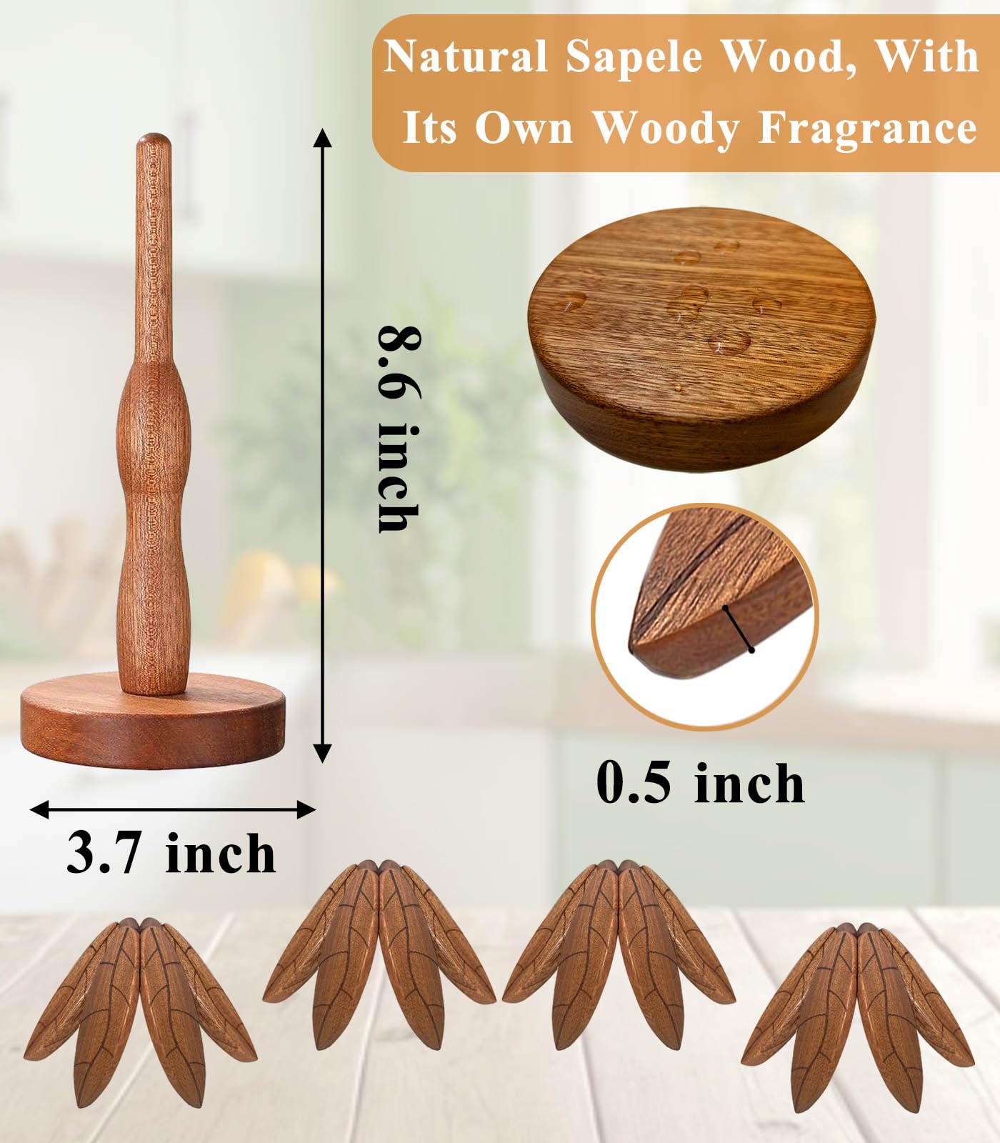 Tree Coasters, Wooden Trivets for Hot Dishes/Pot/Bowl/Teapot/Pans, Tree Shape Trivet Set - 4 Wooden Trivets + 1 Stand Stored, Kitchen Decor Gifts for Him/Her (Leaf Pattern - 4Pcs)