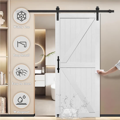 S&Z TOPHAND® 50in x 84in MDF Barn Door with 10FT Sliding Door Hardware Kit, Solid Barn Door Slab Covered with Water-Proof PVC Surface.（White）