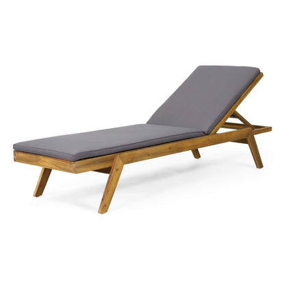Christopher Knight Home Caily Outdoor Chaise Lounge with Cushions - Acacia Wood - Teak/Dark Gray (Set of 4)